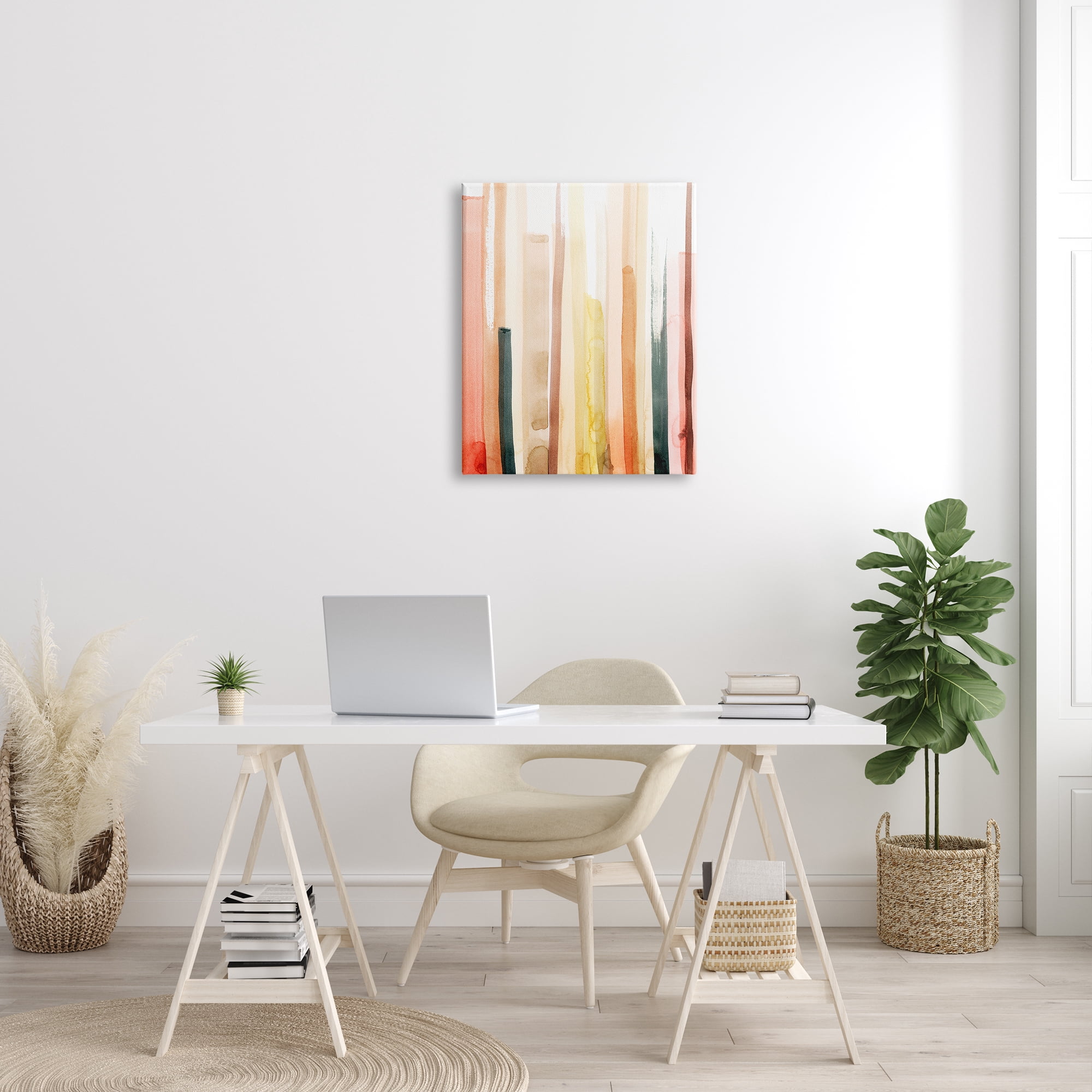 Stupell Indtries Abstract Watercolor Stripe Pattern Warm Red Brown Tones,24 x 30,Design by Grace Popp