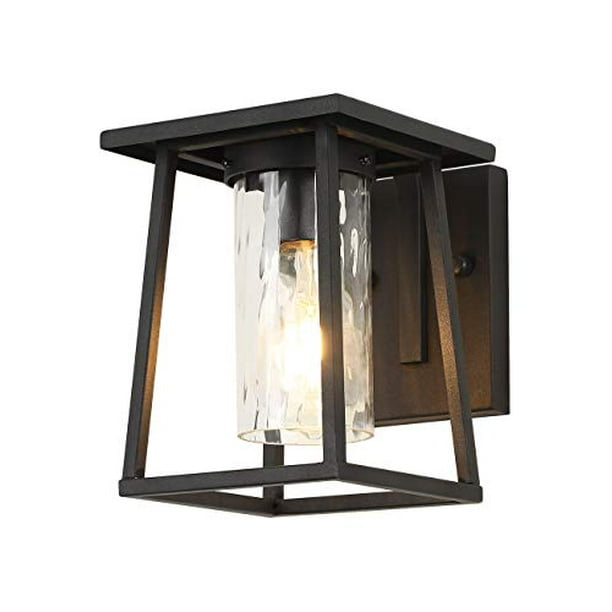 Small Modern Outdoor Wall Light Fixtures Exterior Lantern Outside Lamp Mounted Waterproof Black Finish With Water Glass Sconce For Driveway Patio Porch Lighting Com Glass Outdoor Wall Sconce, Small Outdoor Wall Mount Light Fixtures