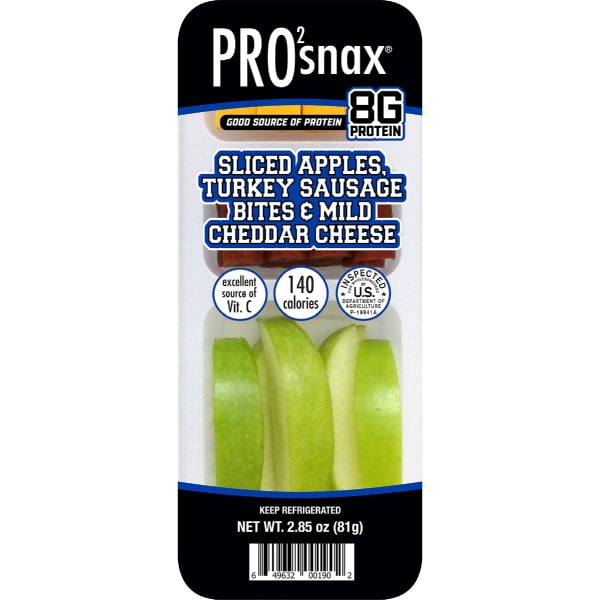 PRO2snax Sliced Apples, Turkey Sausage Bites & Mild Cheddar Cheese, 2.85 oz