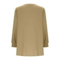 thumbnail image 4 of Women's Long Puff Sleeve V-Neck Dress Button Down Cotton-Linen Solid Casual Tunic Dress Loose Fit for Spring Summer Daily Wear, 4 of 5