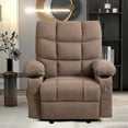 thumbnail image 5 of BTMWAY Heated Massage Recliner Chair, Fabric Manual Recliner Couch with Rocking Function, Cup Holder and Side Pocket, Ergonomic Reclining Sofa Massage Lounge Chair for Adults Elderly, Brown, 5 of 11
