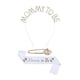 thumbnail image 5 of Conjunto de banda para futura mamá, banda de satén decorativa, tiara, banda para futura mamá para fiesta de baby shower Oro blanco, 5 of 9