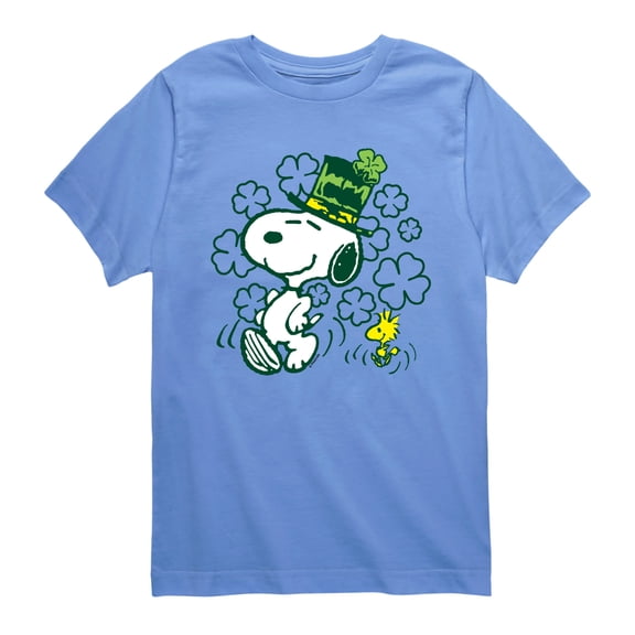 Peanuts - St. Paddy's Snoopy and Woodstock - Youth Boys Short Sleeve Graphic T-Shirt