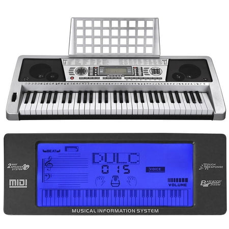 61 Key Electronic Digital Piano Keyboard Music LCD Organ w/ Music Notes Stand Practice Show