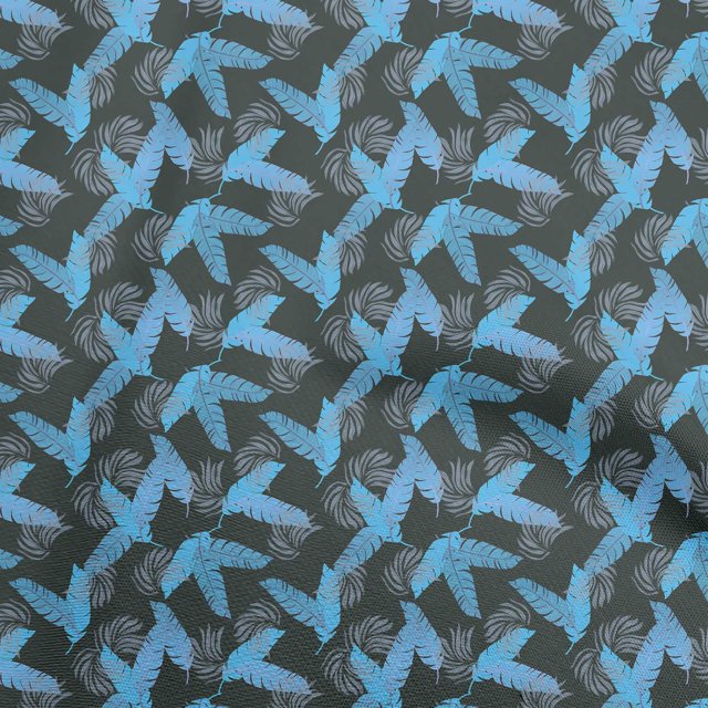 oneOone Polyester Spandex Dark Gray Fabric Leaves Sewing Craft Projects Fabric Prints By Yard 56 Inch Wide