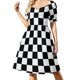 thumbnail image 2 of Vestido de cuadros blancos y negros - Vestido de fiesta para mujer Vestido largo de verano para mujer, 2 of 7