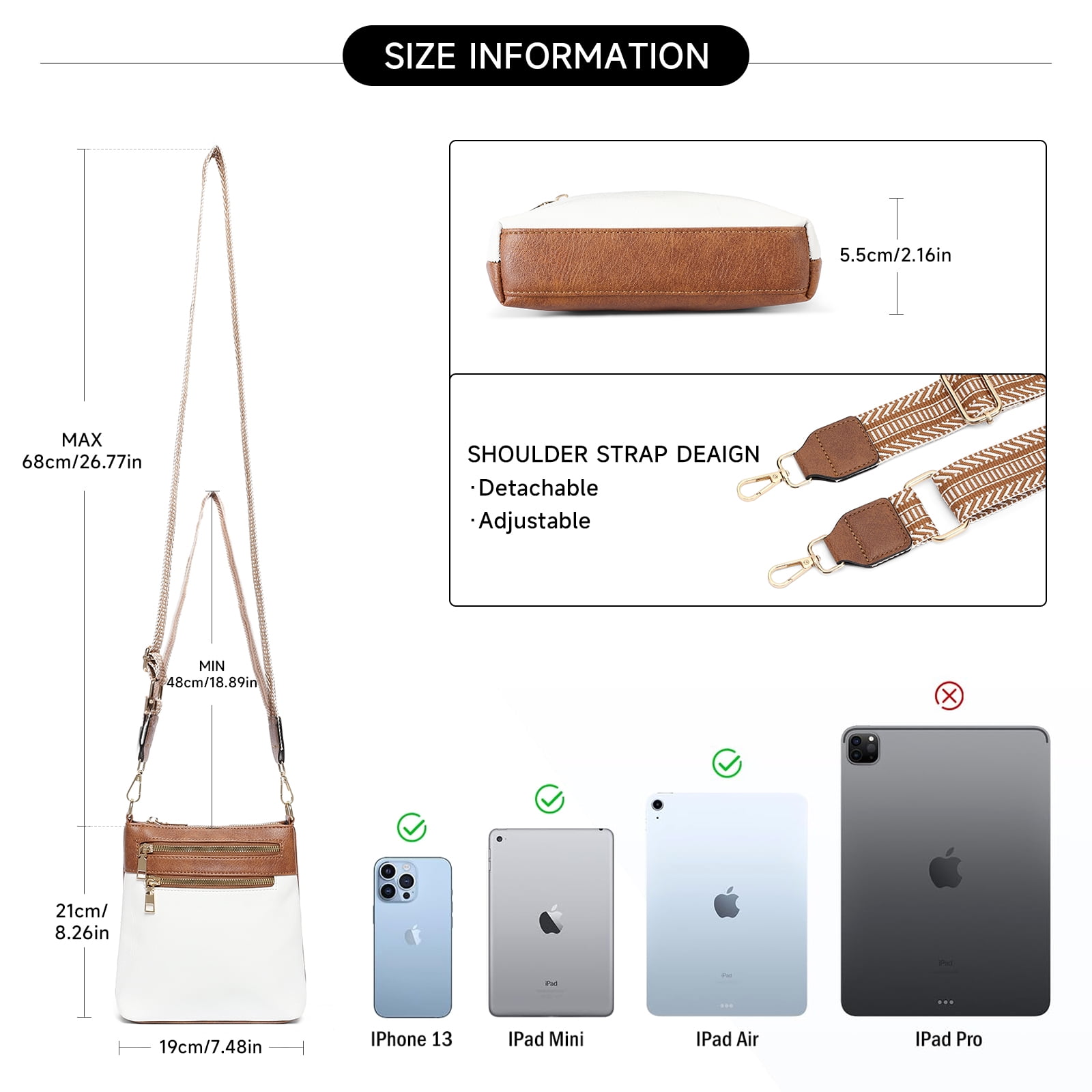 SENDEFN Crossbody Bags for Women Soft Leather Shoulder Bag, Spacious Cross Body Bag Women with Adjustable Straps