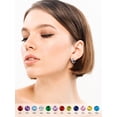 thumbnail image 2 of Pendientes de aro de plata de ley con piedras natales Silvora para mujer. Diamantes creados. Delicada joya de regalo para cumpleaños o Navidad, 2 of 8