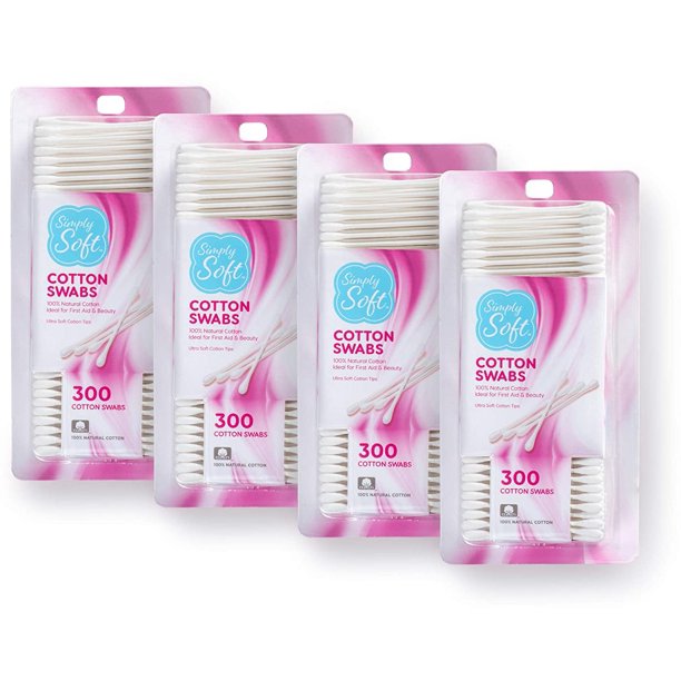 Simply Soft Cotton Tip Applicators, Cotton Swabs with Double Round Tips