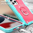 thumbnail image 3 of SaniMore for iPhone 13 Pro Max 6.7" 2021 Case with Hidden Bracket Rugged Heavy Duty Protective [Hard PC Back + Silicone Bumper] Shokcproof Anti-drop Tri-layer Hybird Armor Shell, Mint/Rose, 3 of 7
