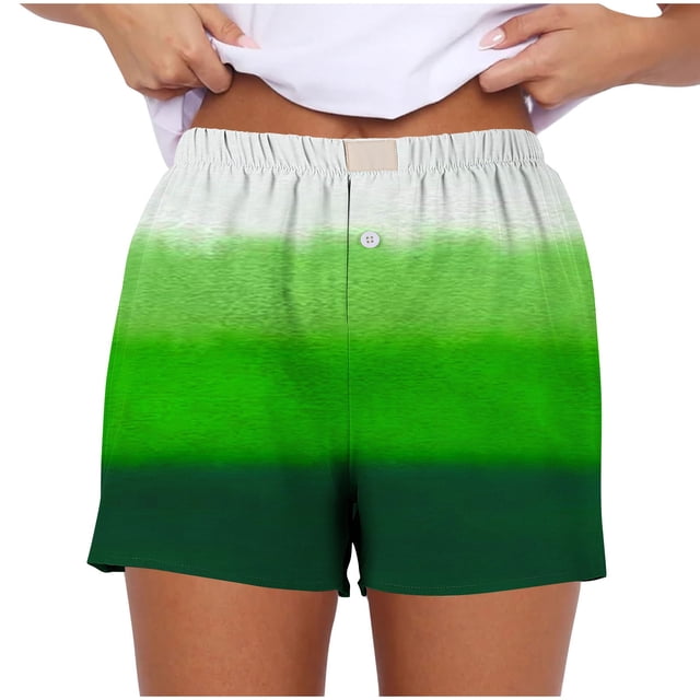 WRKEKC Shorts d'Été pour Femmes Imprimé Extensible Dégradé Bouton Rayé Shorts avec Style Mode pour Femmes