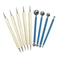 thumbnail image 1 of FRCOLOR Pottery Tools Polymer Clay Dotting Tools Set for DIY Craft Projects with Smooth Balls Stainless Steel Rubber Plastic Assorted Color 9Pcs,5.12"X0.31"X0.31", 1 of 4