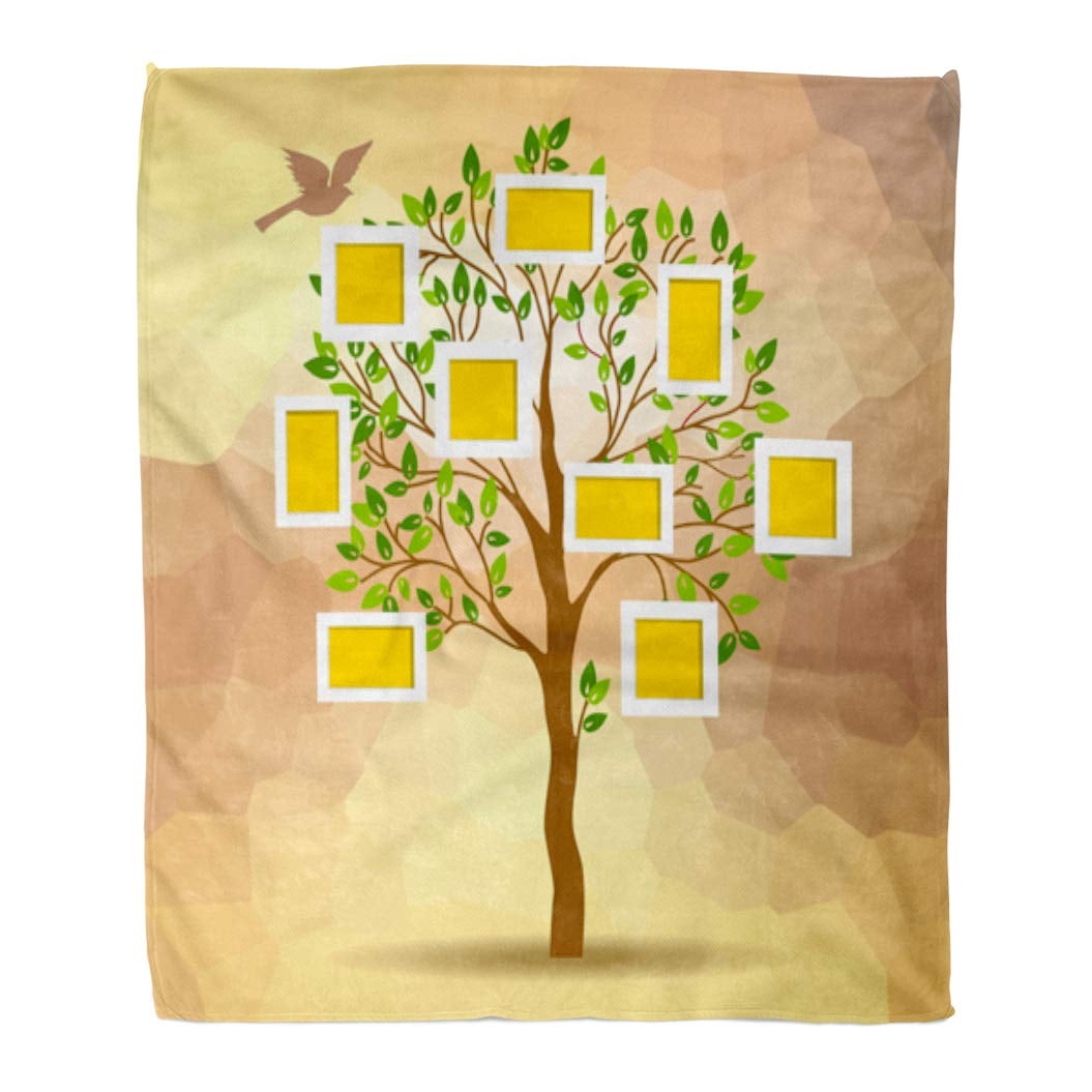 ASHLEIGH Flannel Throw Blanket Green Collage Family Tree Insert Your