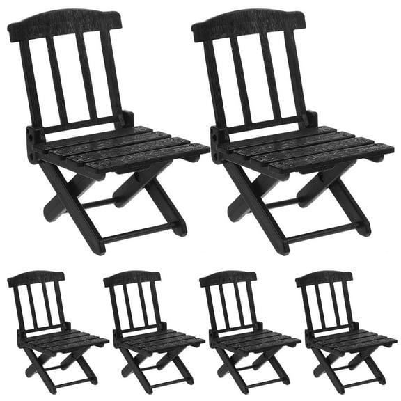 FRCOLOR 6 Pcs Miniature Beach Chair Model Doll House Accessories Black