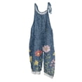 thumbnail image 2 of Iaqnaocc Beach Flowy Jumpsuits for Women Summer Boho Bib Overalls Casual Loose Vintage Floral Print Wide Leg Cropped Jumpsuit Sweet Beach Romper Pink XXL, 2 of 7