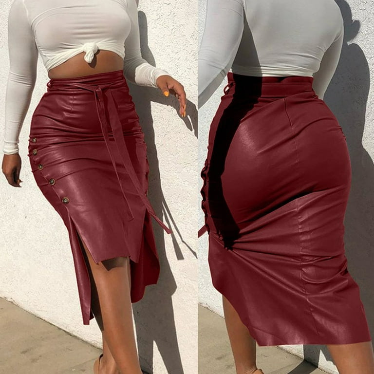 Cheap faux leather pencil skirt sale