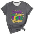 thumbnail image 2 of BOOMILK Mardi Gras Shirts for Women Casual Letter Graphic Tees V Neck Short Sleeve T-shirt Gift Summer Tops Plus Size, 2 of 5