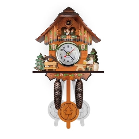 DESIGNICE 2026 New Cuckoo Clock Retro Traditional Wall Clock Authentic German Black Forest Style House Clock with Distinctive Golden Dial for Living Room Study Office Hallway