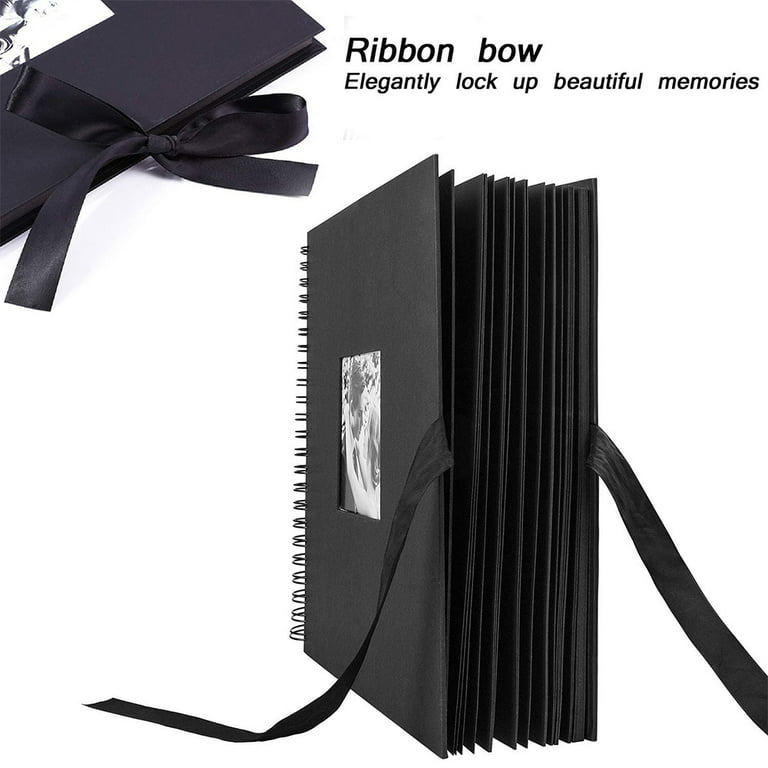 60/80 DIY Ribbon Handmade Souvenir Album Set Black Pages Memory