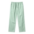 thumbnail image 7 of GrmtClth Mens Linen Casual Pants Adjustable Elastic Waistband Loose Fit Multi Pocket Breathable Summer Beach Daily Walking Trousers Mint Green 2XL, 7 of 7