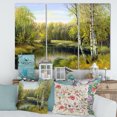 thumbnail image 2 of Designart ' The River In Silent Green Nature Through Birches ' Traditional Canvas Wall Art Print, 2 of 3