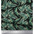 thumbnail image 2 of Soimoi Black polyester Crepe Fabric Cedar Leaves Print Sewing Fabric BTY 52 Inch Wide, 2 of 3