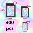 thumbnail image 2 of EASHZMFYTBF 300 Pcs Holographic Mylar Bags, 3 Size Smell Proof Bags With Clear Window Foil Pouch Bags Resealable Bags For Small Business And Food Storage, Black, 2 of 8