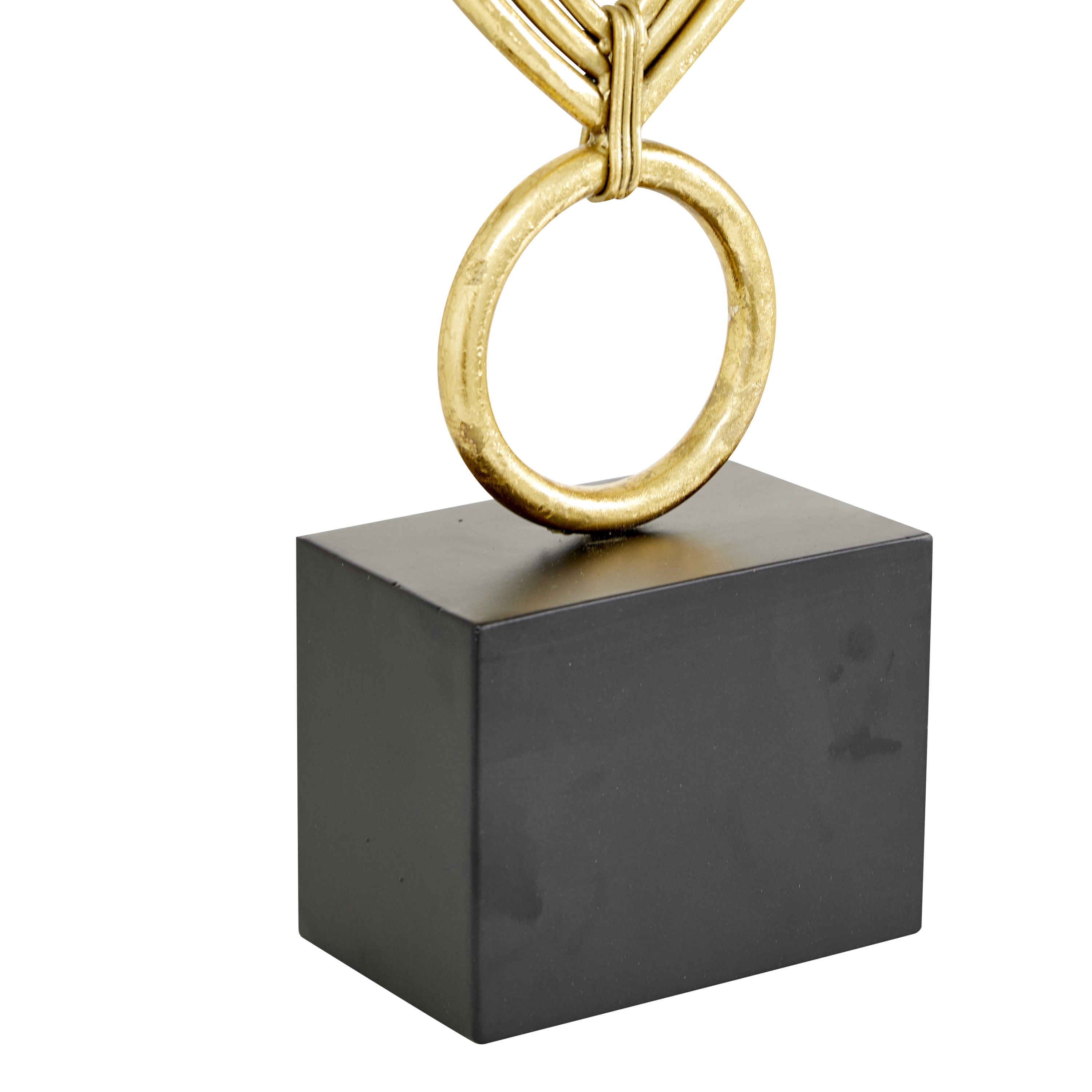 8" x 24" Gold Metal Abstract Sculpture with Black Base, by CosmoLiving by Cosmopolitan