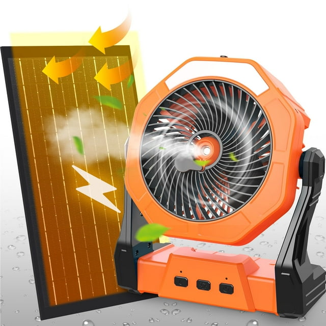 Ventilador solar nebulizador Ausic de 10 W, 250 ml con panel solar de 8 pulgadas