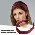 thumbnail image 3 of Diadema con nudo de satén, diadema para mujer, rojo vino, 1,2 pulgadas de ancho, 3 of 7