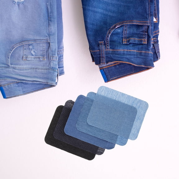 Raindrops Iron-On Denim Repair Patches, Assorted Colors Fabric Patches for Clothes, Cuttable, 20 Pieces Set