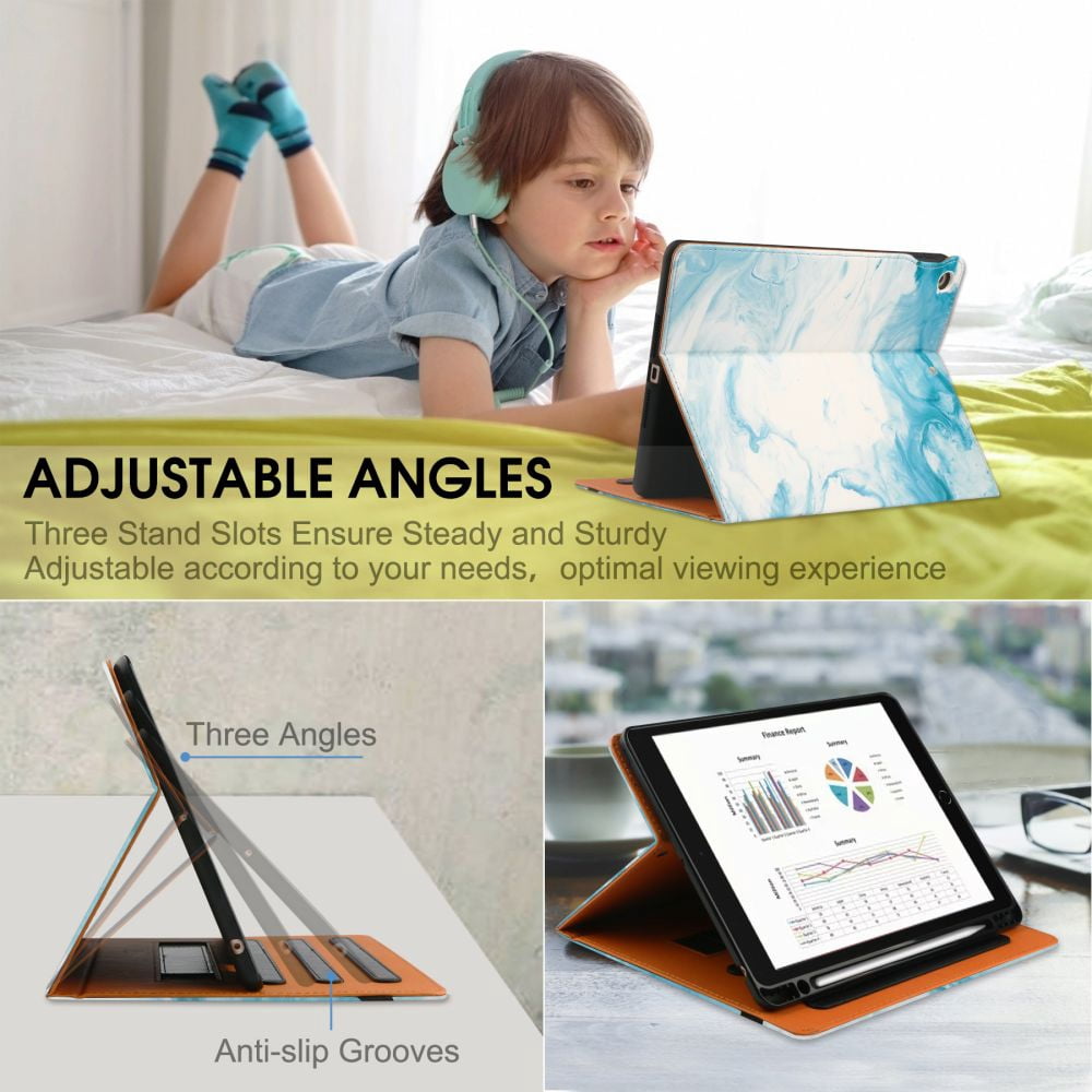 iPad 10th Generation Case 2022, iPad 10.9 Inch Case with Built-in Pencil Holder, Folio Stand Protective Leather Case Cover with Hand Strap, Auto Sleep/Wake, Multiple Viewing Angles, Green Cloud…