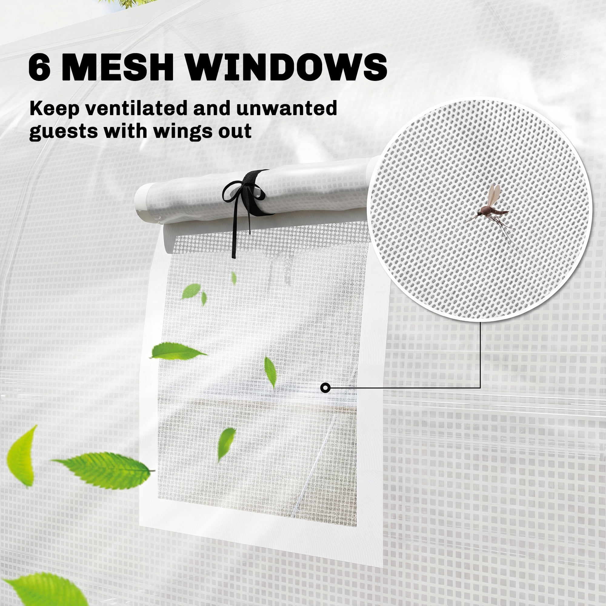 Outsunny Walk-in Tunnel Greenhouse with Shelves, Plant Hot House with Mesh Door, White