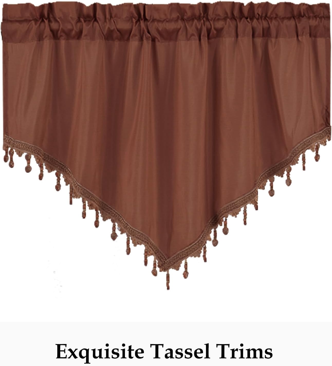 XmhyTop Luxury Beaded Triangle Curtain Valances 3 Panels for Living Room Bathroom Cafe Laundry Basement Rod Pocket Half Blackout Short Window Valance Curtains ,Coffee,51"x23"