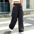 thumbnail image 3 of MexChoioe Womens Wide Leg Cargo Pants Plus Size Elastic Drawstring Waist Adjustable Hem Casual Outdoor Athletic Work Pants, 3 of 6