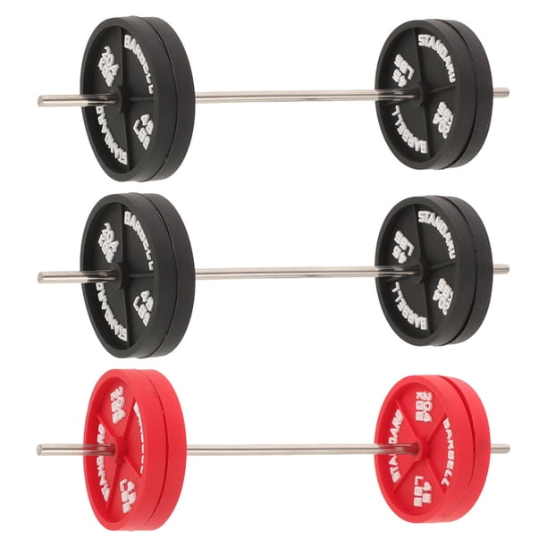 3 modelos de mancuernas en miniatura para casa de muñecas, pequeños equipos de fitness, modelos de mini mancuernas, accesorios de fitness para casa de muñecas