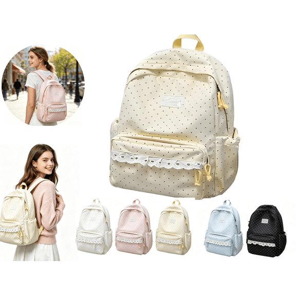Coquette Aesthetic Backpack Cute Backpack with Lace Large Laptop Daypack Kawaii Supplie with Cute Accessories