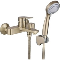 Bathtub Faucet with Sprayer, Tub Spout with Diverter Bathroom Wall Mount Tub Filler Faucet with 3 Modes Handheld Shower, Anti-Rust Stainless Steel Material with Solid Brass Valve Brushed Gold