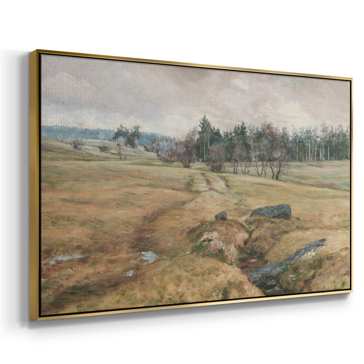 Vintage Landscape-CCCLXIV By Wexford Home Framed in Gold Wood Gallery Wrapped Canvas 25 in. x 37 in.