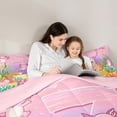thumbnail image 4 of Manfei Cute Axolotl Queen Comforter Set,Letter Z Print Comforter Sets Queen For Girls,Pink Multicolor,Pink Reversible,3 Pieces,1 Comforter and 2 Pillowcases, 4 of 8