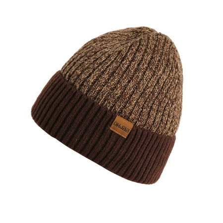 

YWDJ Plus Size Pajamas for Women Double-layer Woolen Hat And Velvet Warm Mixed Color Men Knitted Hat Coffee