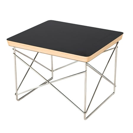 MLF Eames Wire Base Low Table. Solid Structure. Laminated Plywood Smooth Top, Stainless Steel Rod Base for Firm &