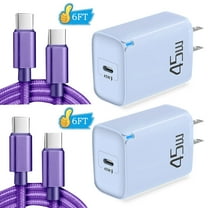 2Pack 45W USB C Wall Charger Super Fast Charger Type C,AlmosTen Usb C Phone Charger Android Charger Block for Samsung Charger Type C Super Fast Charging Cable Cord 6ft,Blue Purple