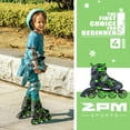 thumbnail image 5 of 2PM SPORTS Unisex Adjustable Inline Roller Skates, Green and Black, 5.31 in, 5 of 6