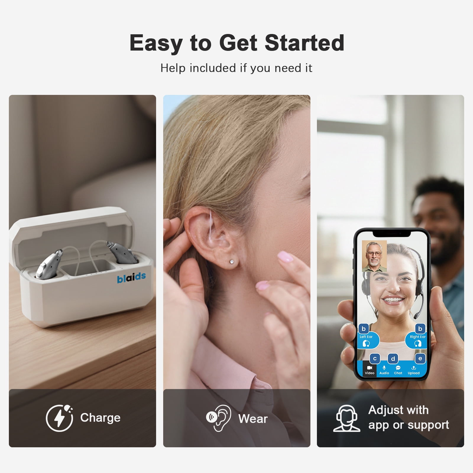 BlaidsX Neuro Rechargeable RIC Programmable Hearing Aids for Seniors and Adults, Audiogram with Bluetooth Mobile App Hearing Test Audiogram & Noise Cancellation, Dual Mic & 48 DSP Channels | USA-Made