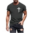 thumbnail image 2 of Vmvidoty Mens Pullover Tops Crew Neck Print Short Sleeve Shirts Summer Men Casual T-shirt Tops Dark Gray M, 2 of 5