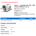 thumbnail image 2 of Starter 1 - Compatible with 1999 - 2002 Chrysler 300M Base 3.5L V6 2000 2001, 2 of 2