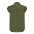 thumbnail image 6 of Pxiakgy Linen Shirts for Women Women's Elastic Cuffs Cotton Linen Button Up Shirt for Daily Casual Commuting Summer Loose Fit Sleeveless Button Down Shirts for Women Green Xl, 6 of 7