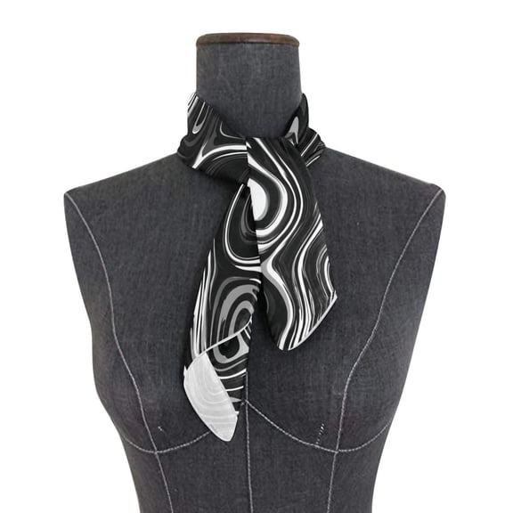 Square Scarf 24x24 Inch Matte Black Flowing Lines Silky Satin Sun Protection Neck Scarf for Women Multi-Purpose Head Wrap Bandana for Hair Bag Decoration