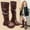 Brown, variant on Girls Knee‑High Boots, Slip-Resistant Fashion Soft Sole Pull On Fall Winter Boots with Button Brown Size 9.5 Little Kids